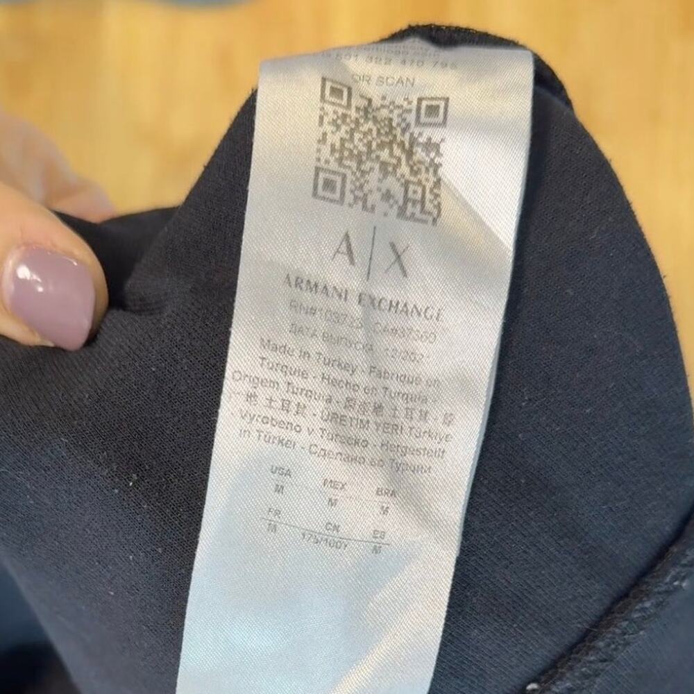 Armani Exchange Mens Black Tonal Logo Crewneck Sweatshirt Size Medium - Picture 3 of 3